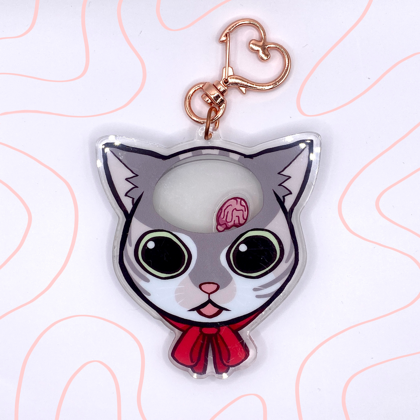 Small Brain Cat Shaker Charm