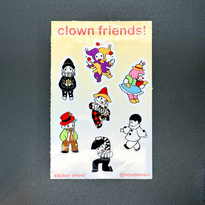 Clown Friends Vinyl Sticker Sheet