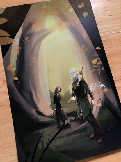 Lord of the Rings Legolas and Aragorn Lothlorien 11x17" Print
